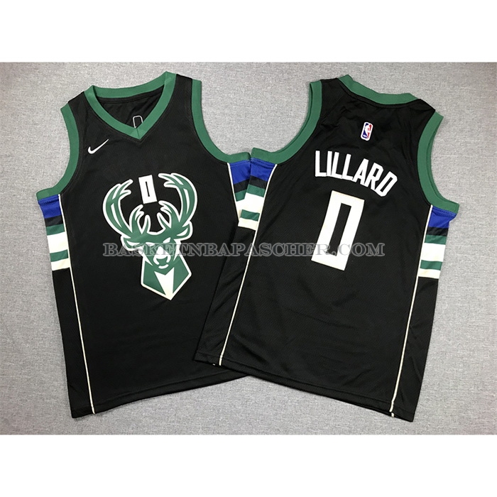 Maillot Enfant Milwaukee Bucks Damian Lillard NO 0 Statement 2018-19 Noir
